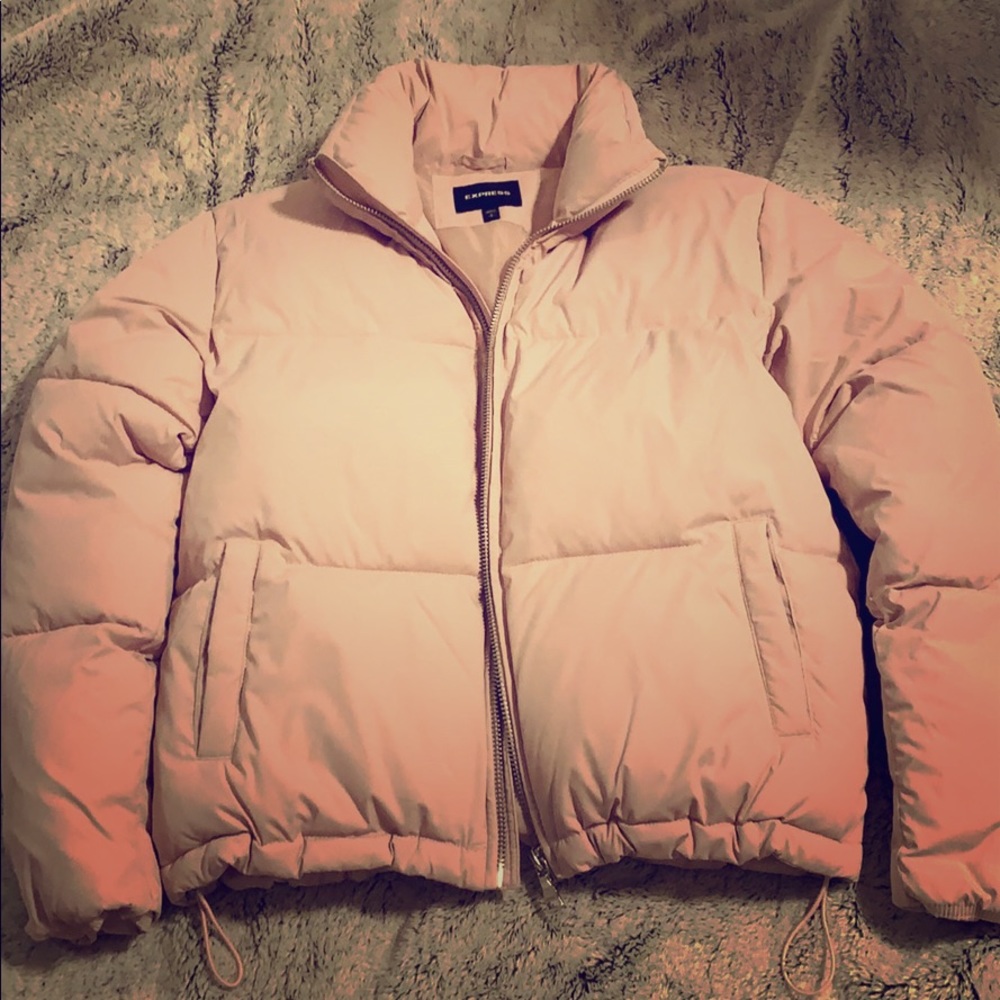 Express pink puffer coat